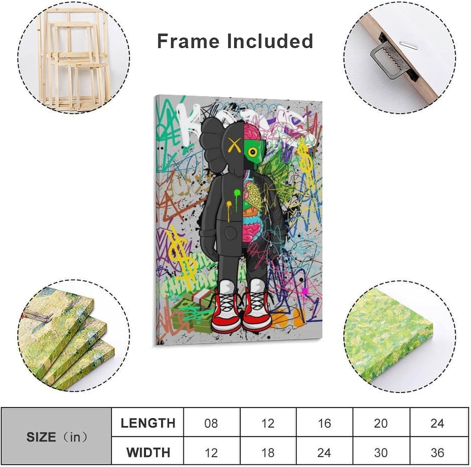 木枠付きキャンバスアート アートパネル KAWS バンクシー インテリア